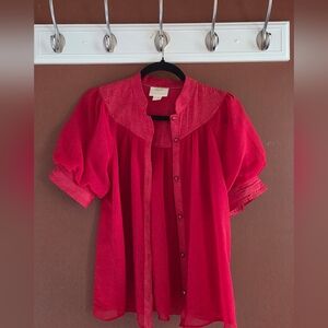 Anthropologie Fuchsia Paisley Blouse